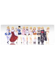 32x12 inches anime girl mouse pad featuring Charlotte Dunois in multiple outfits on a clean white backdrop.
