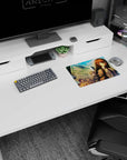 Steins;Gate vibes 14x10 inches mouse pad with copper-haired girl in crisp shirt and tie on lab street.