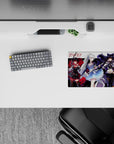 Classic anime girl mouse pad 14x10 inches in bold reds, icy blues, midnight blacks, and sunset gold tones.
