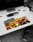 28x12 inches Fairy Tail Natsu Dragneel mouse pad, fists raised and scarf flying amid rolling flames.