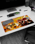 32x16 inches Fairy Tail mouse pad featuring Natsu Dragneel ready to fight, fists up amid rolling flames.