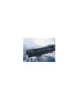 Starship over an icy blue planet sci-fi scene classic mouse pad 14x10 inches.