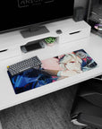 32x12 inches Hatsune Miku Vocaloid mouse pad hugging a big pink heart, mint pigtails flowing across space.
