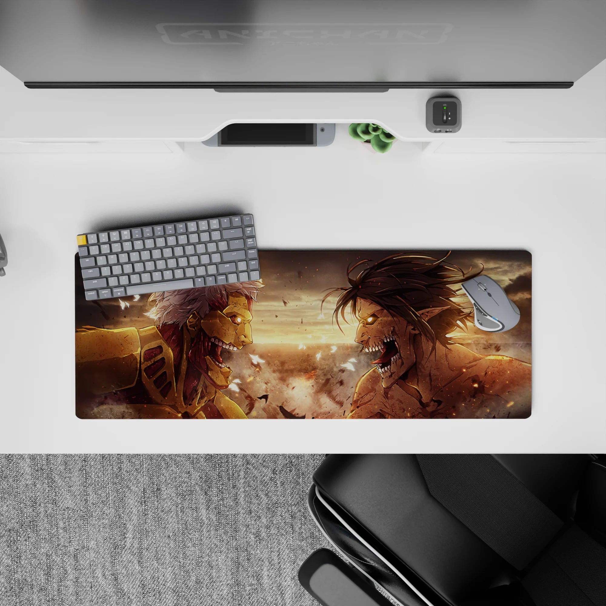 Attack on Titan - Anime Mouse Pad and Desk Pad - Titan War: Eren vs. Reiner - AniChan