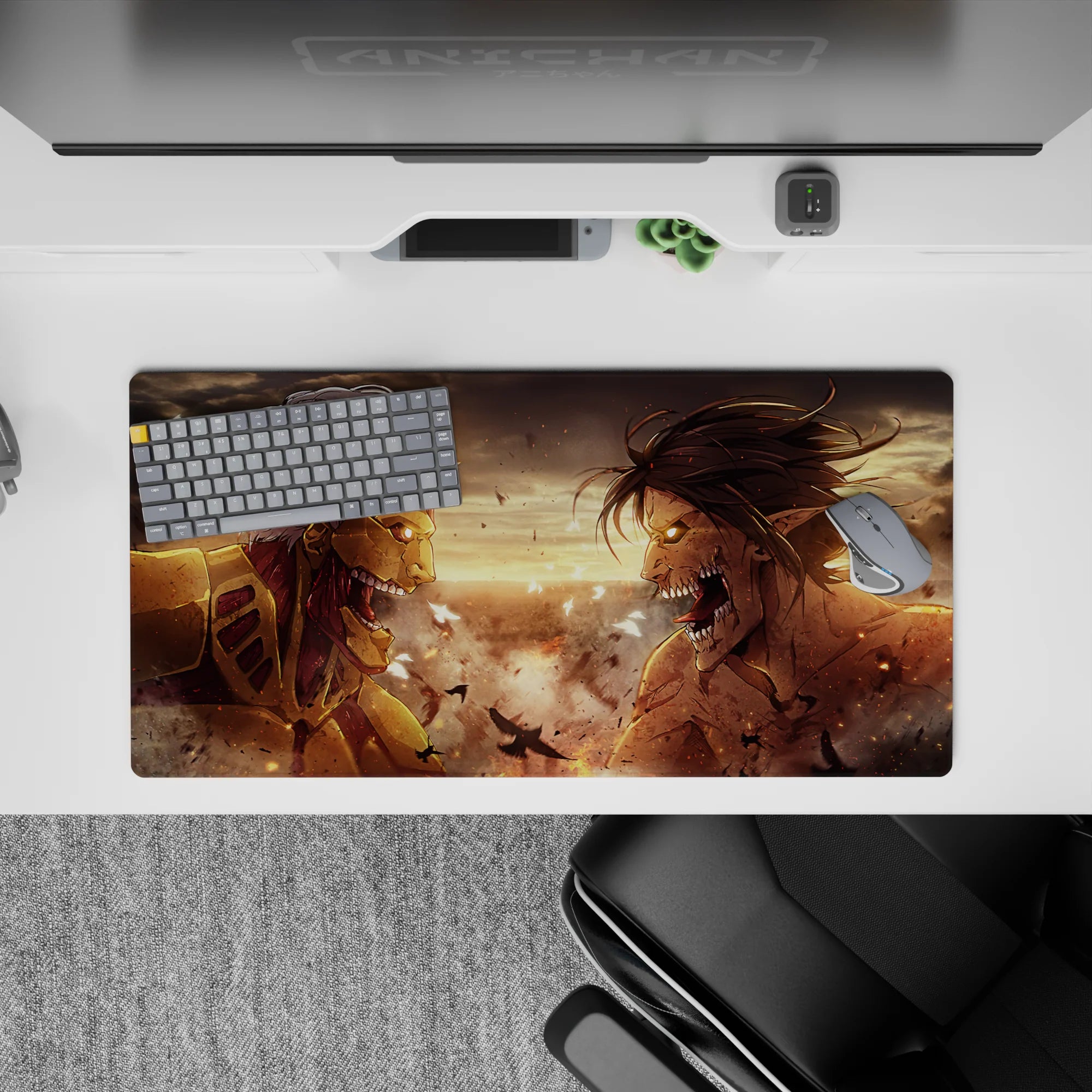 Attack on Titan - Anime Mouse Pad and Desk Pad - Titan War: Eren vs. Reiner - AniChan