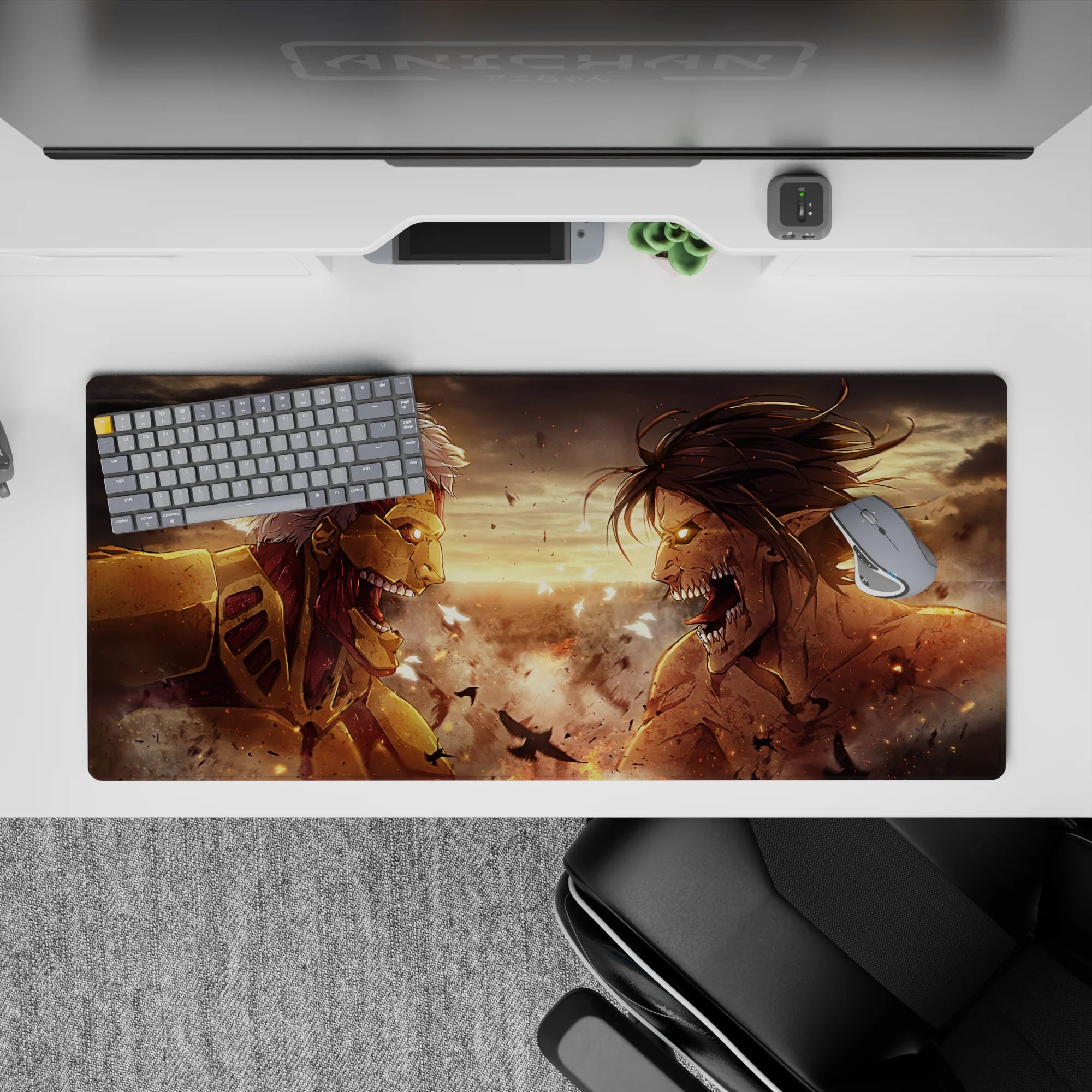 Attack on Titan - Anime Mouse Pad and Desk Pad - Titan War: Eren vs. Reiner - AniChan