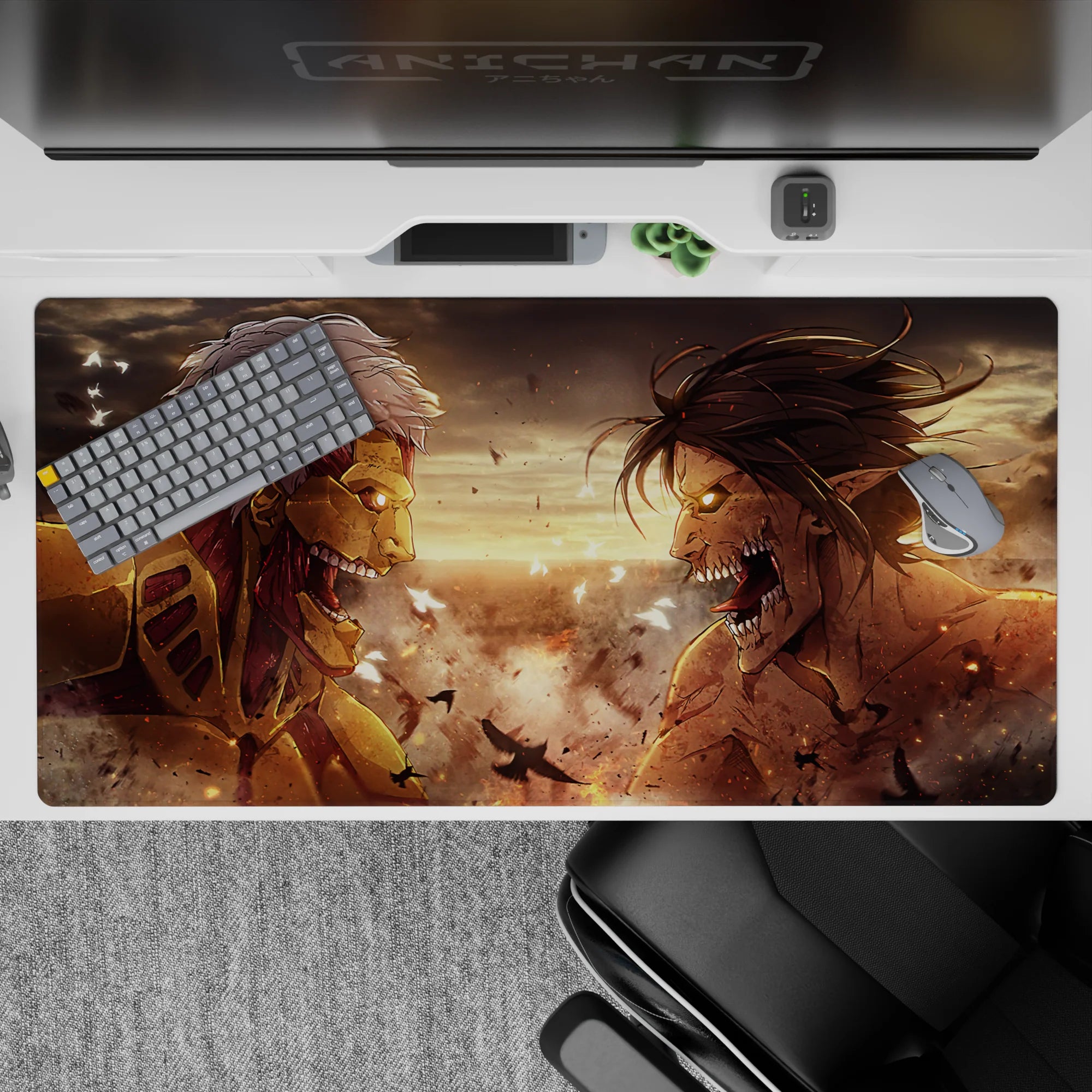 Attack on Titan - Anime Mouse Pad and Desk Pad - Titan War: Eren vs. Reiner - AniChan