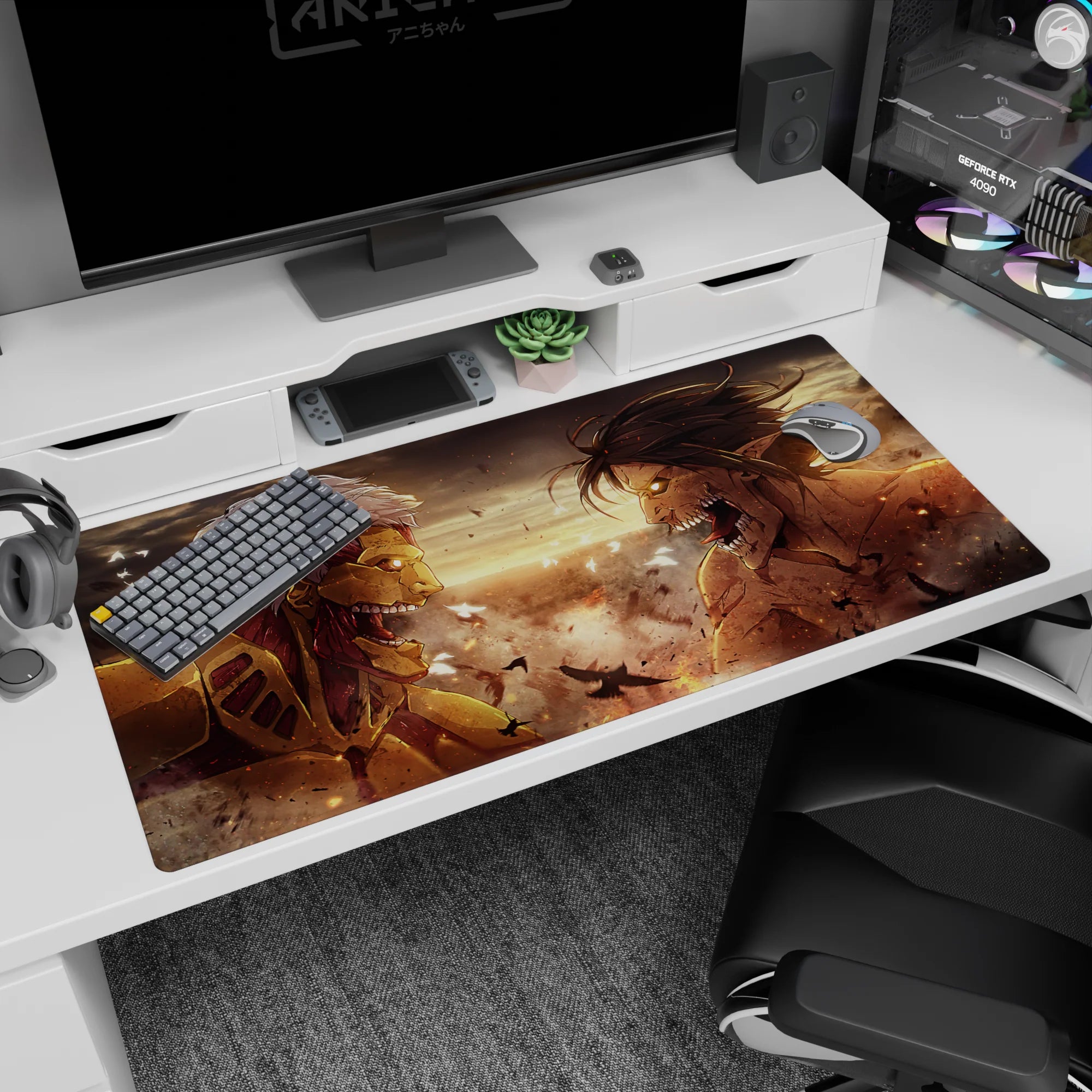 Attack on Titan - Anime Mouse Pad and Desk Pad - Titan War: Eren vs. Reiner - AniChan