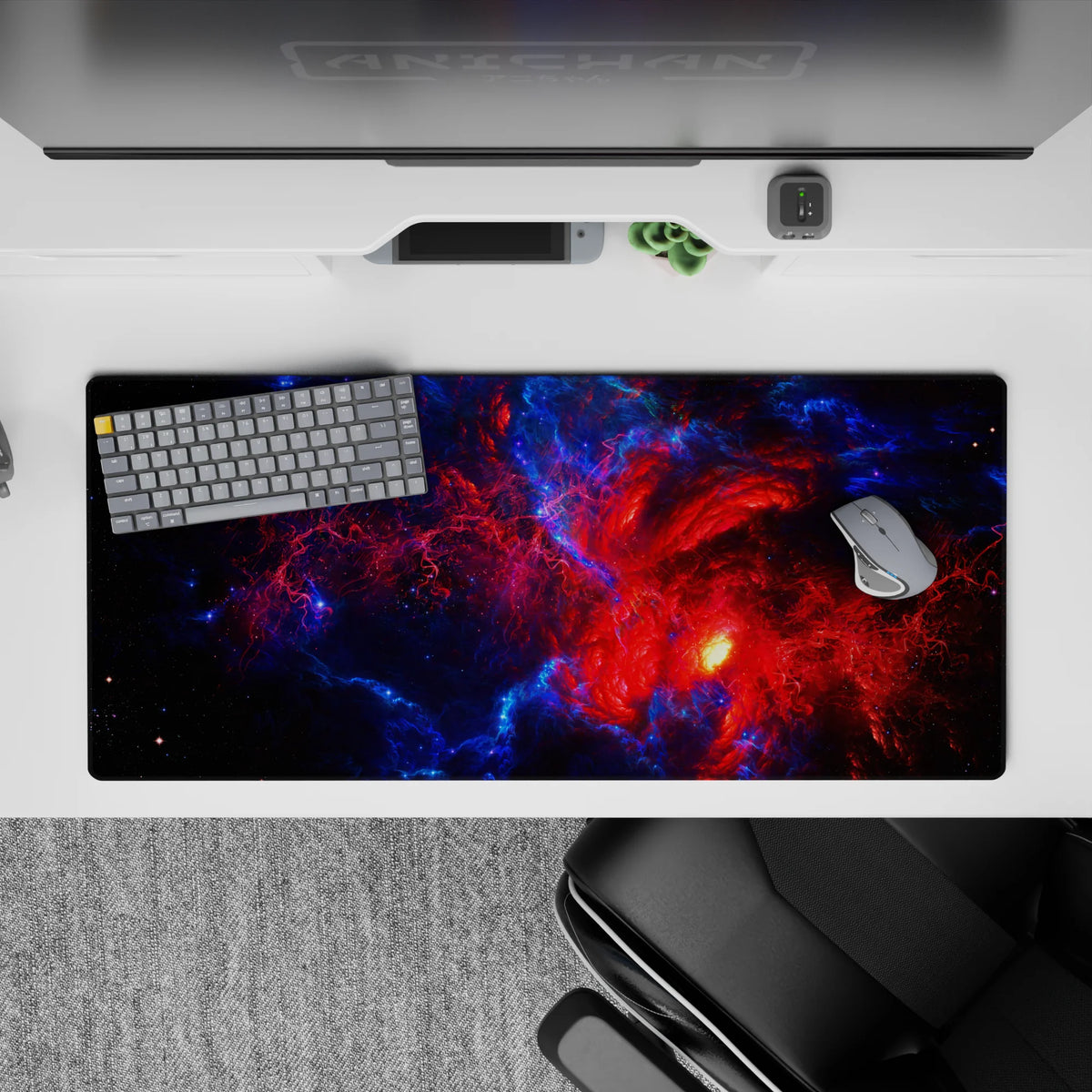 Crimson Nebula Drift - Space Mouse Pad and Desk Pad – AniChan