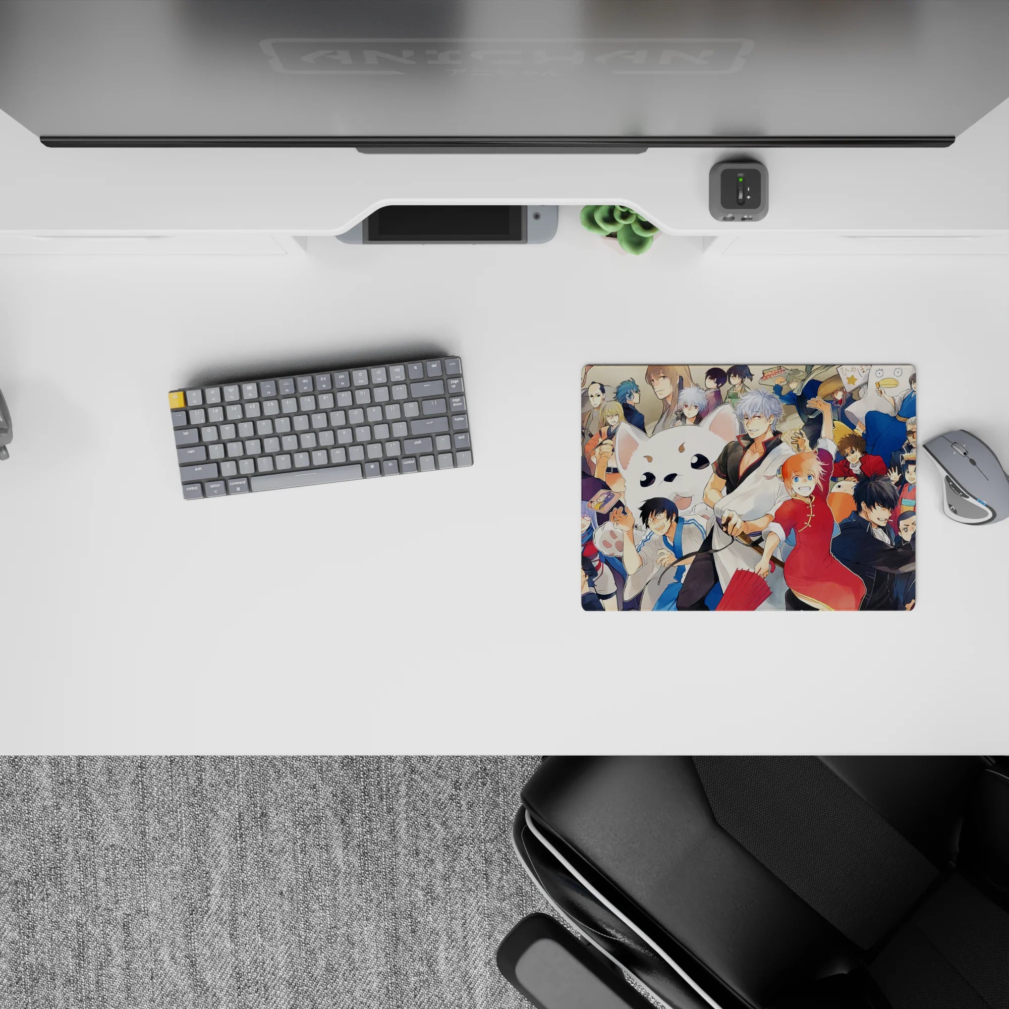 Vibrant red and cream classic anime mouse pad 14x10 inches with slick black-blue accents and hype vibe.
