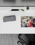 Vibrant red and cream classic anime mouse pad 14x10 inches with slick black-blue accents and hype vibe.