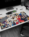 40x20 inches anime desk pad featuring a silver-haired hero and red cheongsam girl with fan at center.