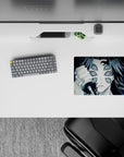 Demon Slayer anime mouse pad featuring Kokushibo, Upper Moon One, in chilling detail, 14x10 inches. Grim and powerful.