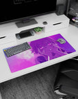 32x16 inches anime girl mouse pad showing a soft-staring girl under a glowing moon and cotton candy fog.
