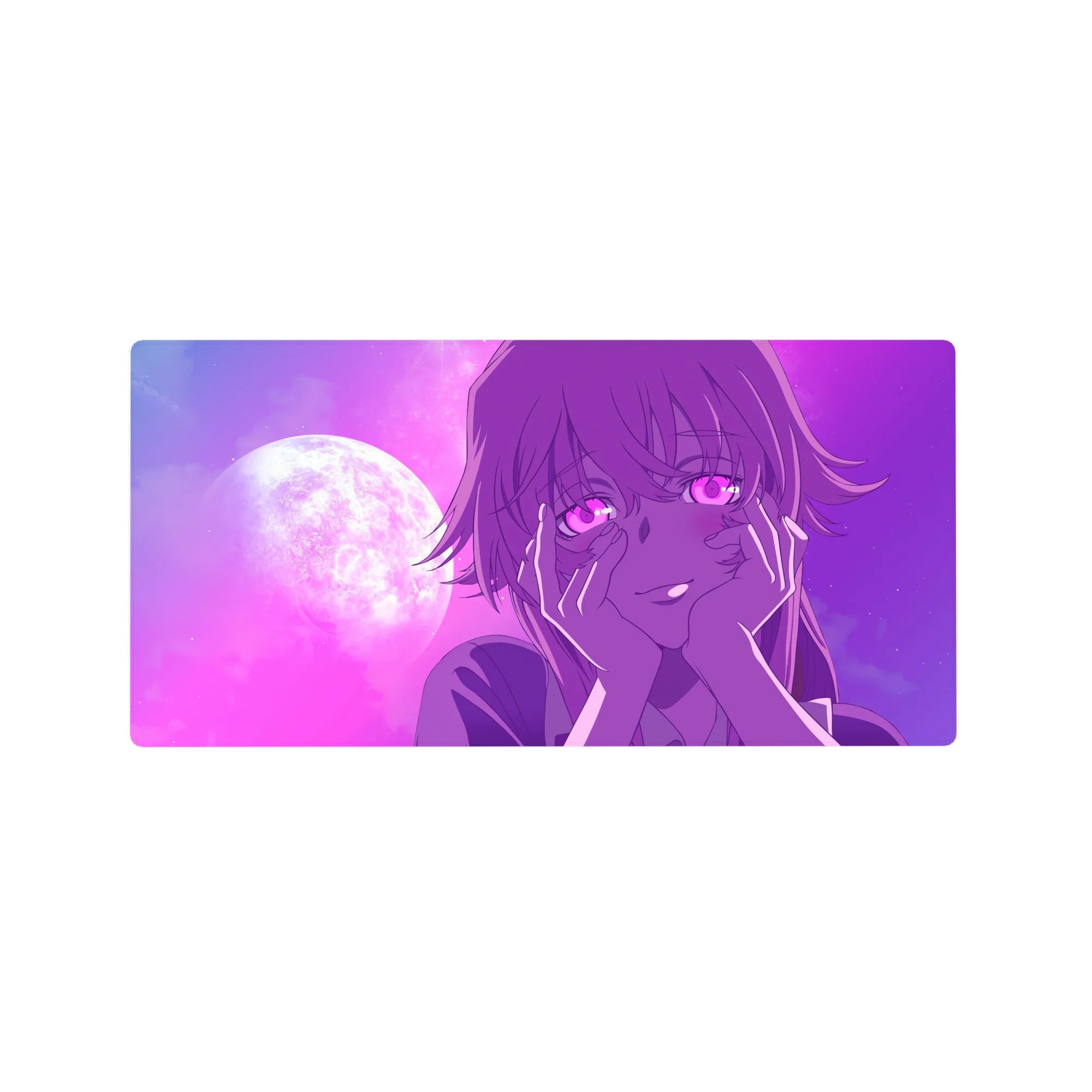 32x16 inches anime girl mouse pad with moonlit purple sky artwork and comfy wrist rest.