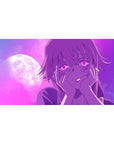 Anime girl desk pad 40x20 inches with moonlit purple sky, crisp line art, and dreamy romance vibe.