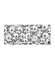 28x12 inches anime girl mouse pad with crowded chibi doodle collage, bold outlines and big eyes.