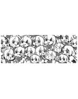 Chaotic chibi anime girl doodle collage desk mouse pad, 32x12 inches.