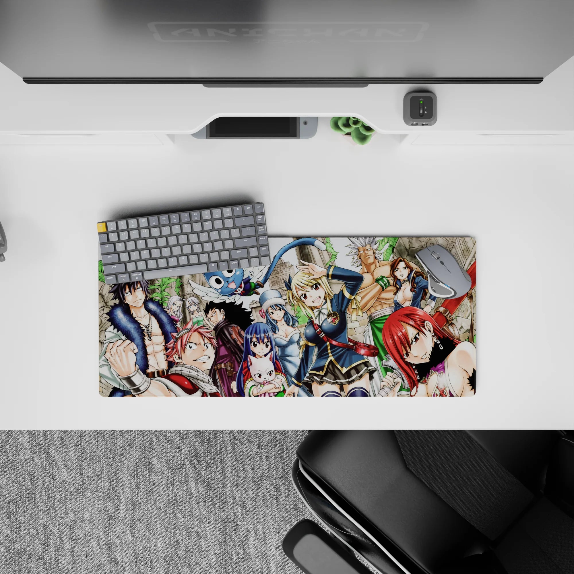 Vibrant, crisp Fairy Tail anime mouse pad 28x12 inches with popping colors and upbeat battle-ready vibe.
