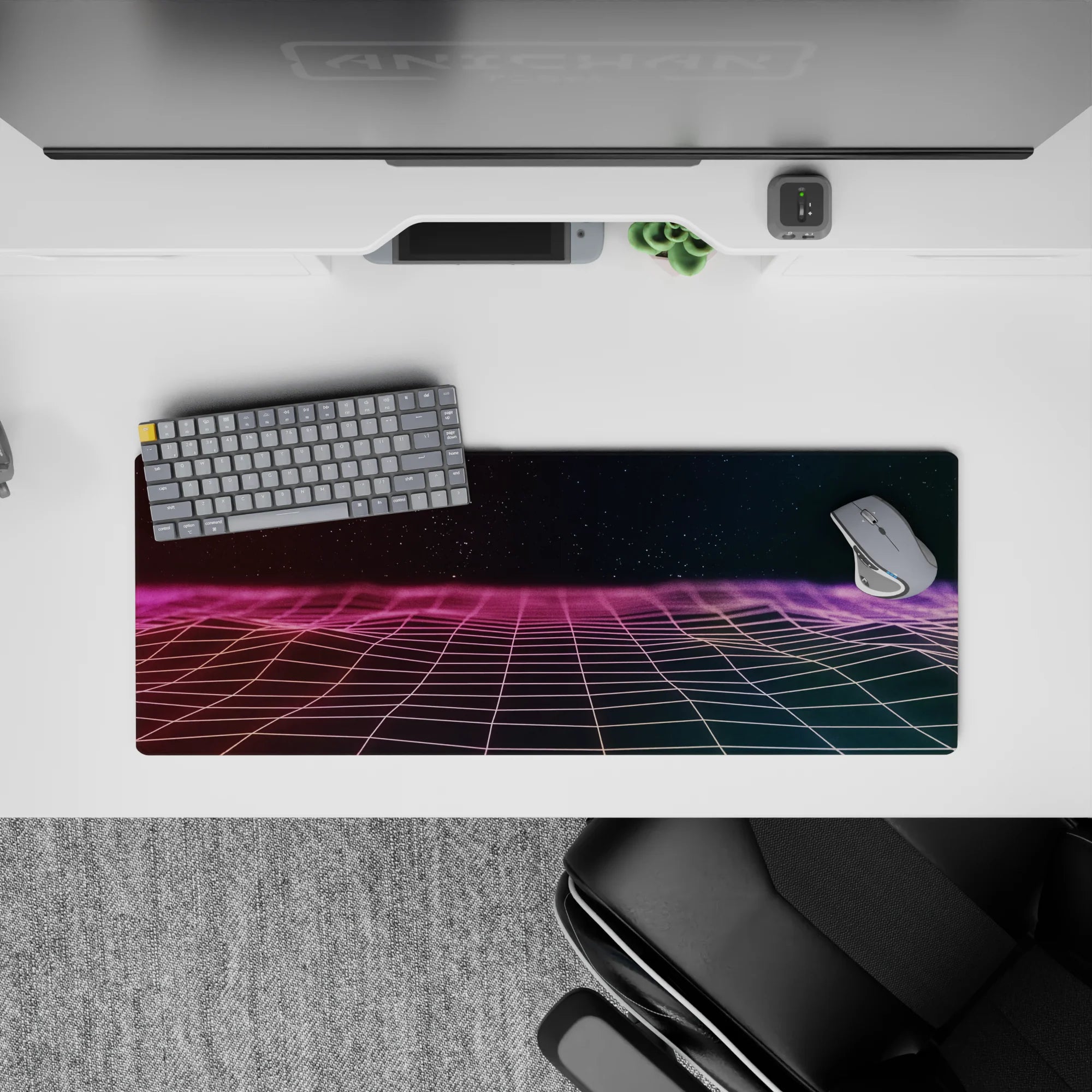 Retrowave - Vaporwave Deskmat | Mousepad | Deskpad - Horizon Grid - AniChan