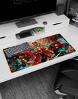 32x16 inches anime girl mouse pad showing a red-cloaked trio beneath a looming skull throne scene.
