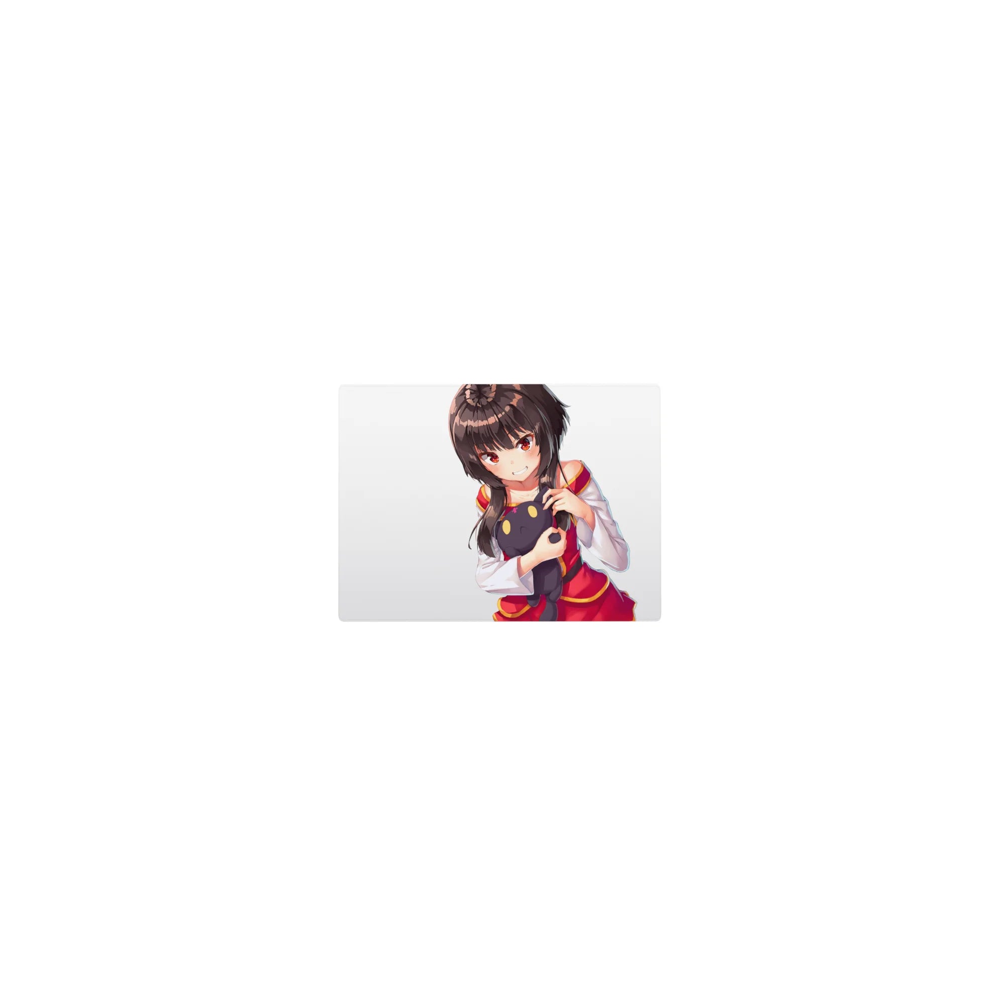 Classic anime girl mouse pad 14x10 inches with clean white space and cute plush-hugging artwork.