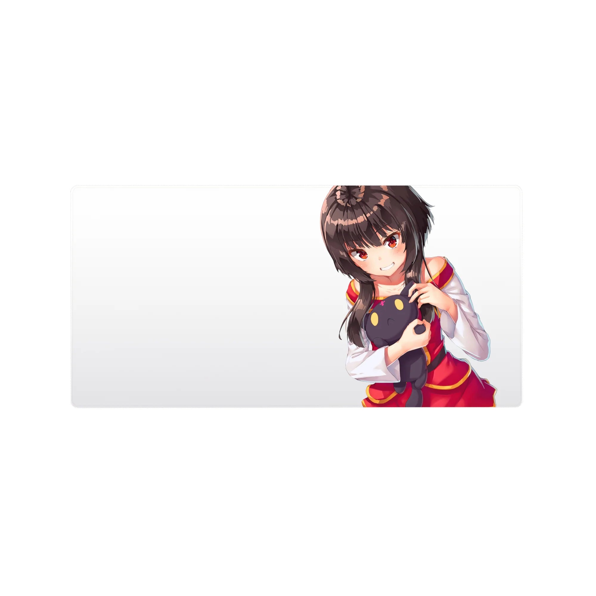 32x16 inches anime girl mouse pad with clean white space, cute character art, and black plush accent.
