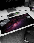 Starfield scene desk pad 40x20 inches featuring speckled stars and a flowing ribbon nebula.