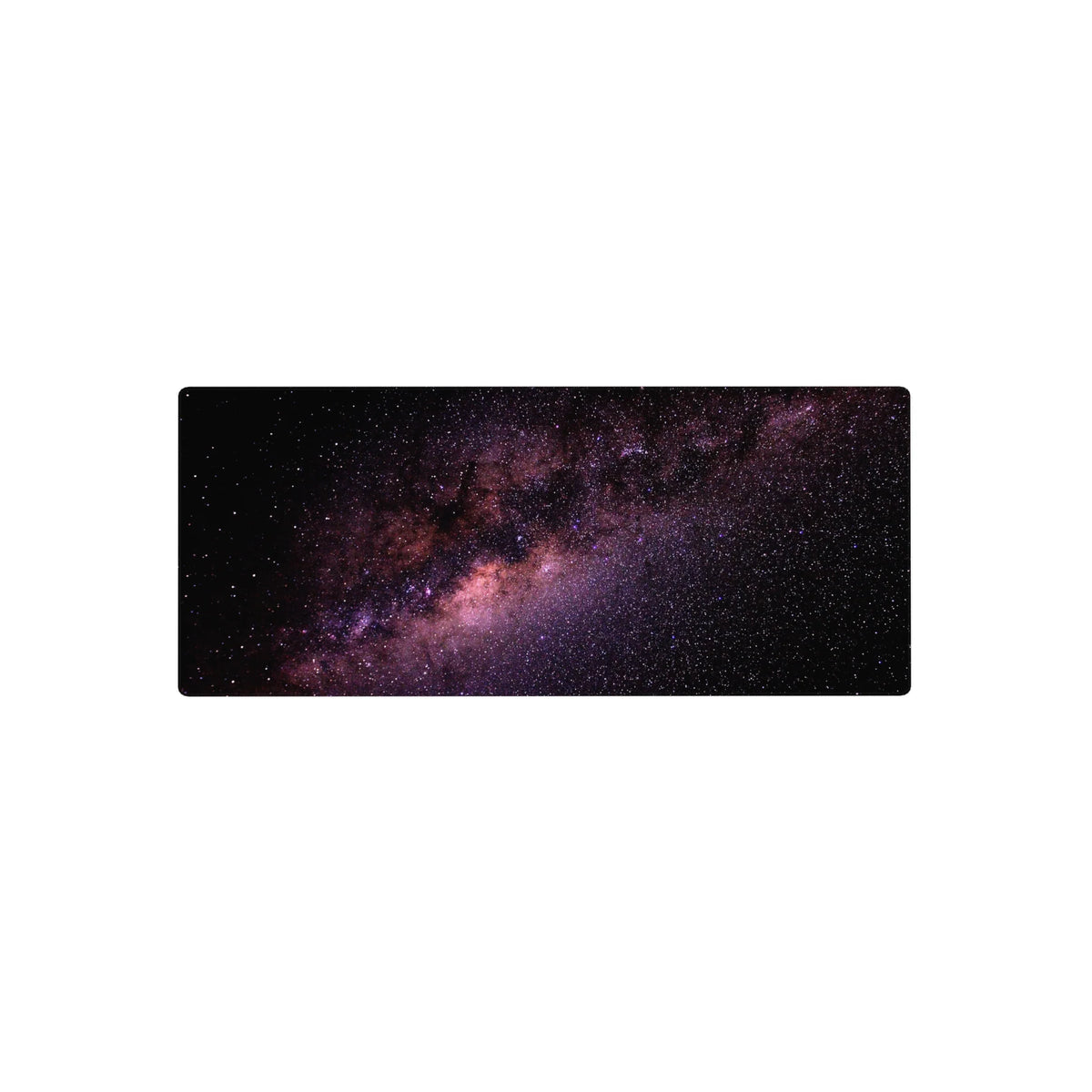 Galaxy nebula space mouse pad 28x12 inches with stardust sparkle texture and starry black background.