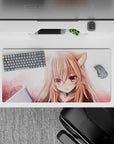 Pastel pink-to-dusty rose anime girl mouse pad 32x16 inches for a cozy, cute desk setup.