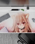 40x20 inches pastel anime desk pad in blush pink and warm peach tones for a cozy, cute setup.