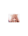 Classic anime girl mouse pad 14x10 inches with wolf ears, glossy eyes, and soft pastel background.