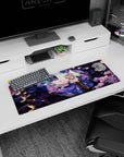 32x12 inches Tamamo no Mae Fate/Grand Order mouse pad, pink-haired fox girl in kimono under sakura lanterns.