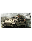 32x16 inches anime girl mouse pad with two orange-haired girls on a battle tank in city ruins art.