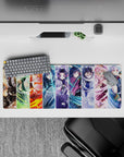 Anime mouse pad featuring every Hashira from Demon Slayer, 32x12 inches, vibrant colors and dynamic character illustrations.