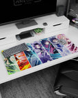 Demon Slayer desk pad 36x16 inches featuring every Hashira, showcasing vibrant scenes of wind, flame, mist, and more.