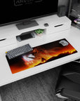 32x12 inches anime mouse pad showing RX-0 Unicorn Gundam flaring pink light against a Sinanju-like beast.