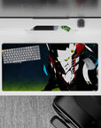 Persona 4 Take-Mikazuchi anime mouse pad 32x16 inches, featuring neon eyes and electric bolts on a dark background.
