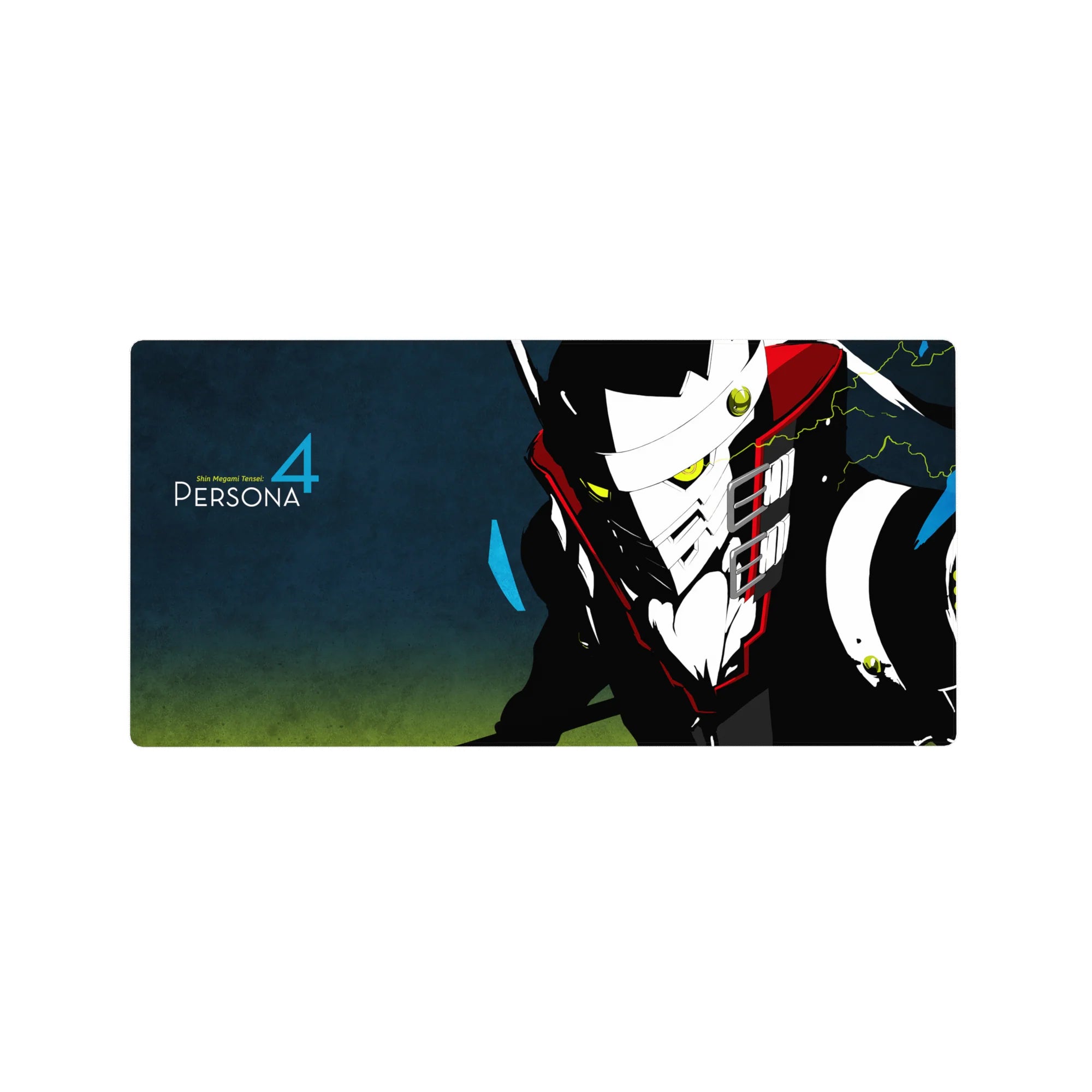 Persona 4 Take-Mikazuchi anime mouse pad, 32x16 inches, featuring neon eyes and electric focus for an intense desk vibe.
