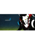 Persona 4 Take-Mikazuchi anime mouse pad, 36x16 inches, neon eyes and electric bolts, deep blue-to-green gradient.