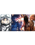 Anime girl desk pad 36x16 inches with triple-scene Tanya the Evil artwork for gaming and office use.