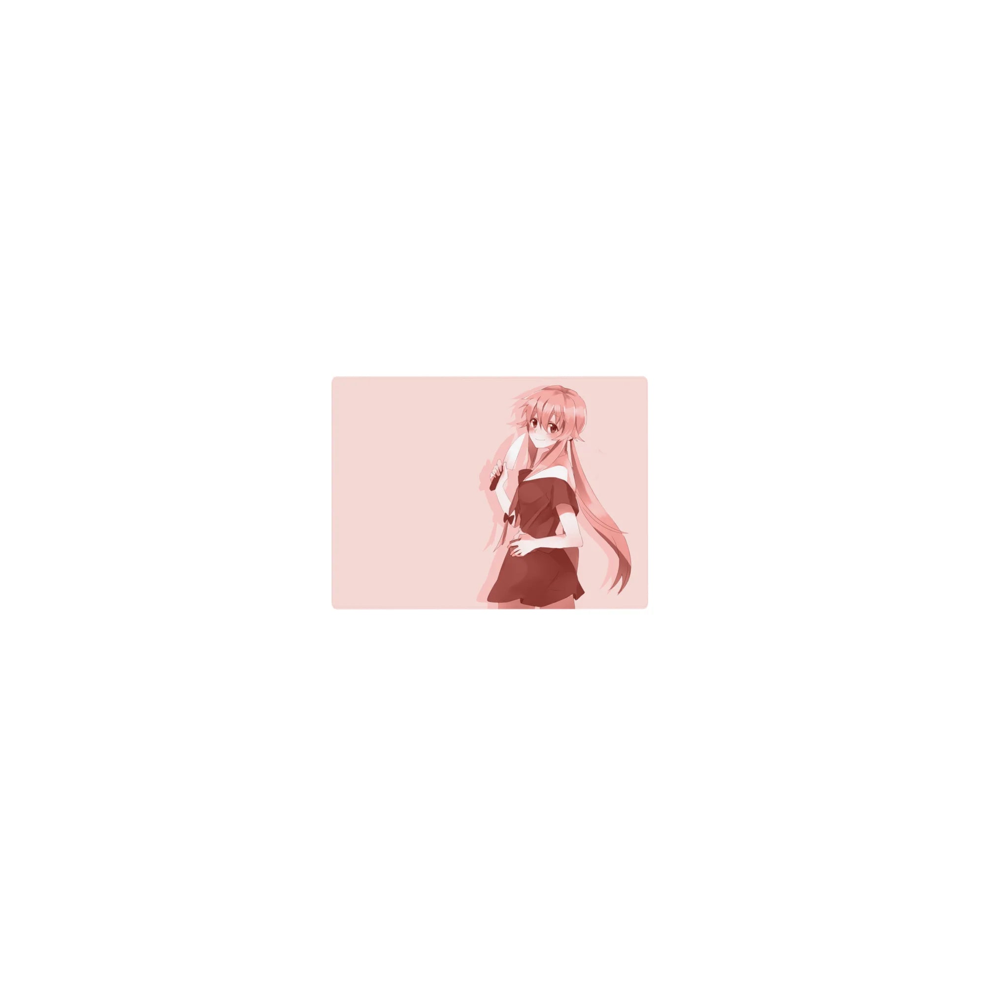 Classic anime girl mouse pad 14x10 inches with pink silhouette, wide negative space, clean desk aesthetic.