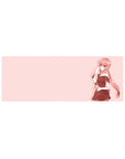32x12 inches anime girl mouse pad with pastel pink yandere-style artwork, wide negative space, crisp silhouette.