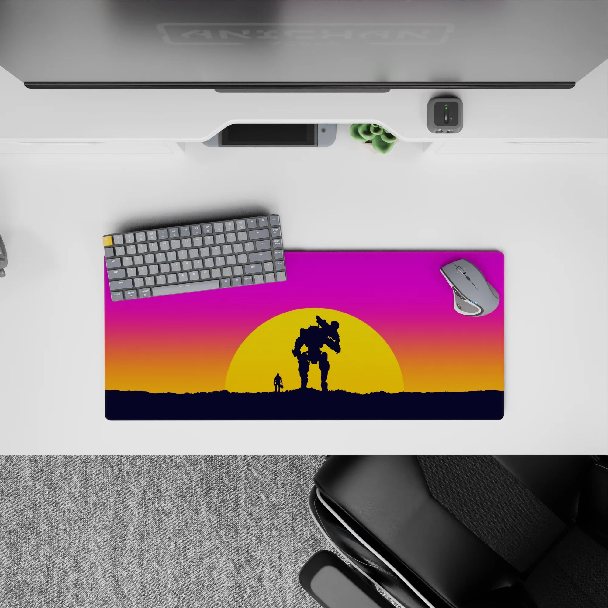 Vector Landscapes Deskmat | Mousepad | Deskpad - Mech Sunset