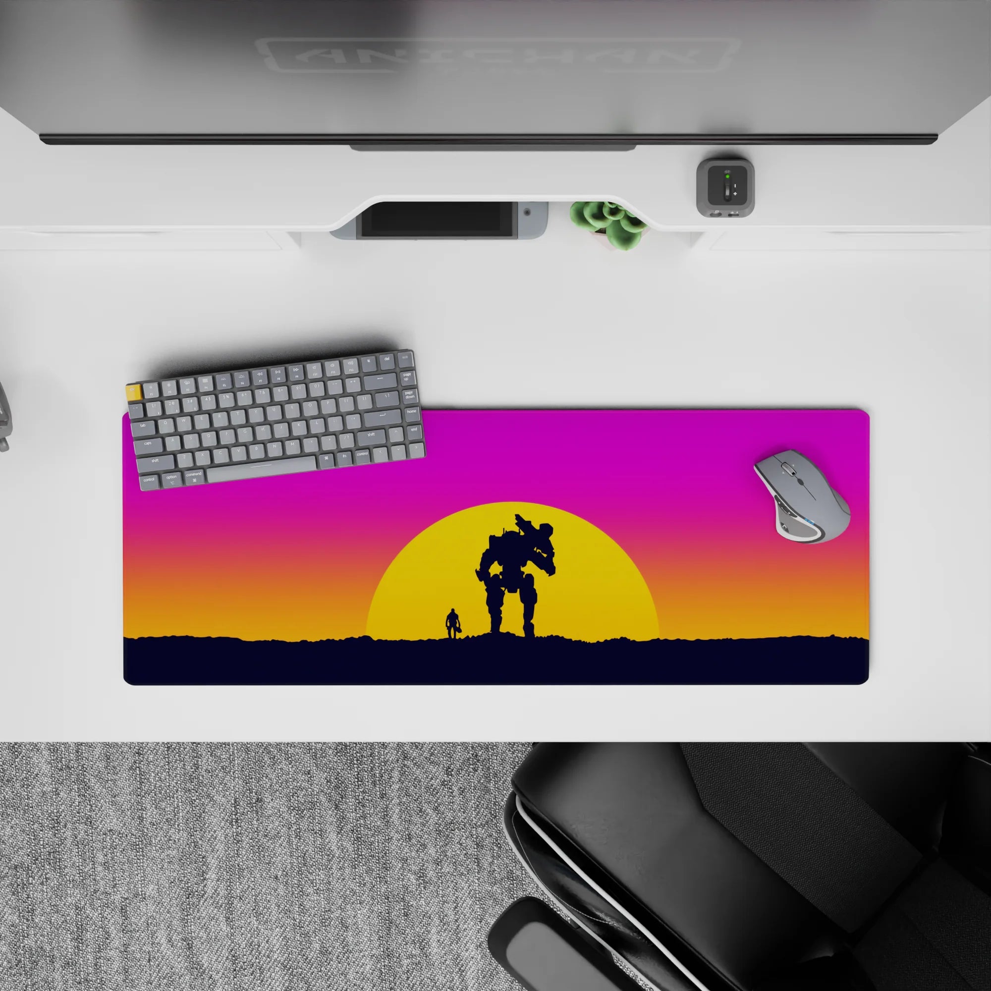 Vector Landscapes Deskmat | Mousepad | Deskpad - Mech Sunset