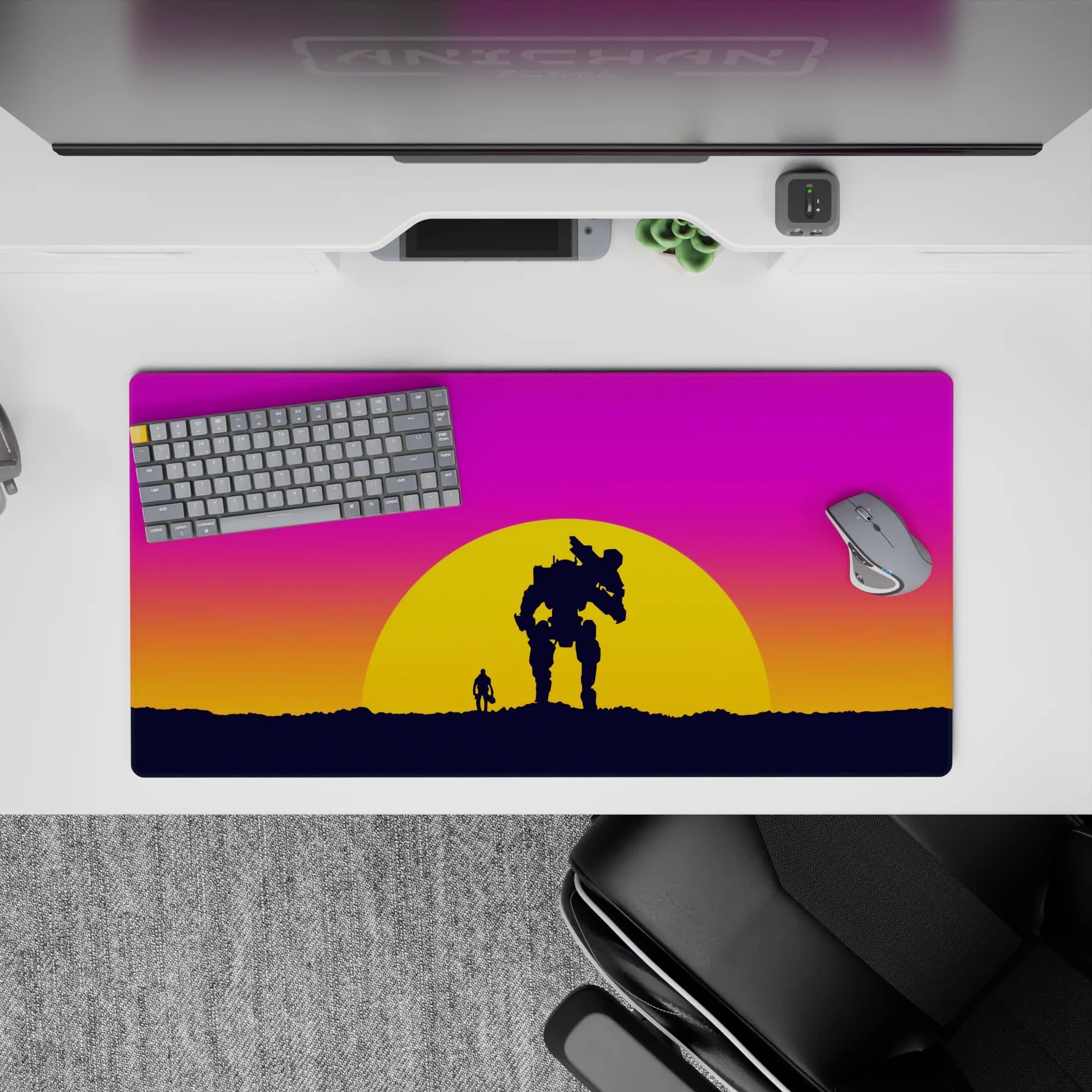 Vector Landscapes Deskmat | Mousepad | Deskpad - Mech Sunset