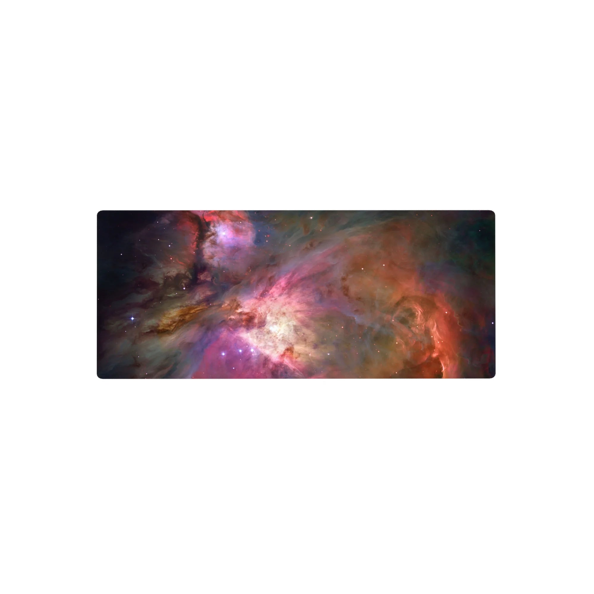 Nebula galaxy desk mouse pad 28x12 inches with smoky swirls and bright core for smooth tracking.