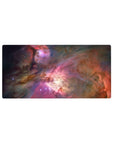 Nebula galaxy desk mouse pad 32x16 inches with smoky swirls, inky shadows, and a bright core.
