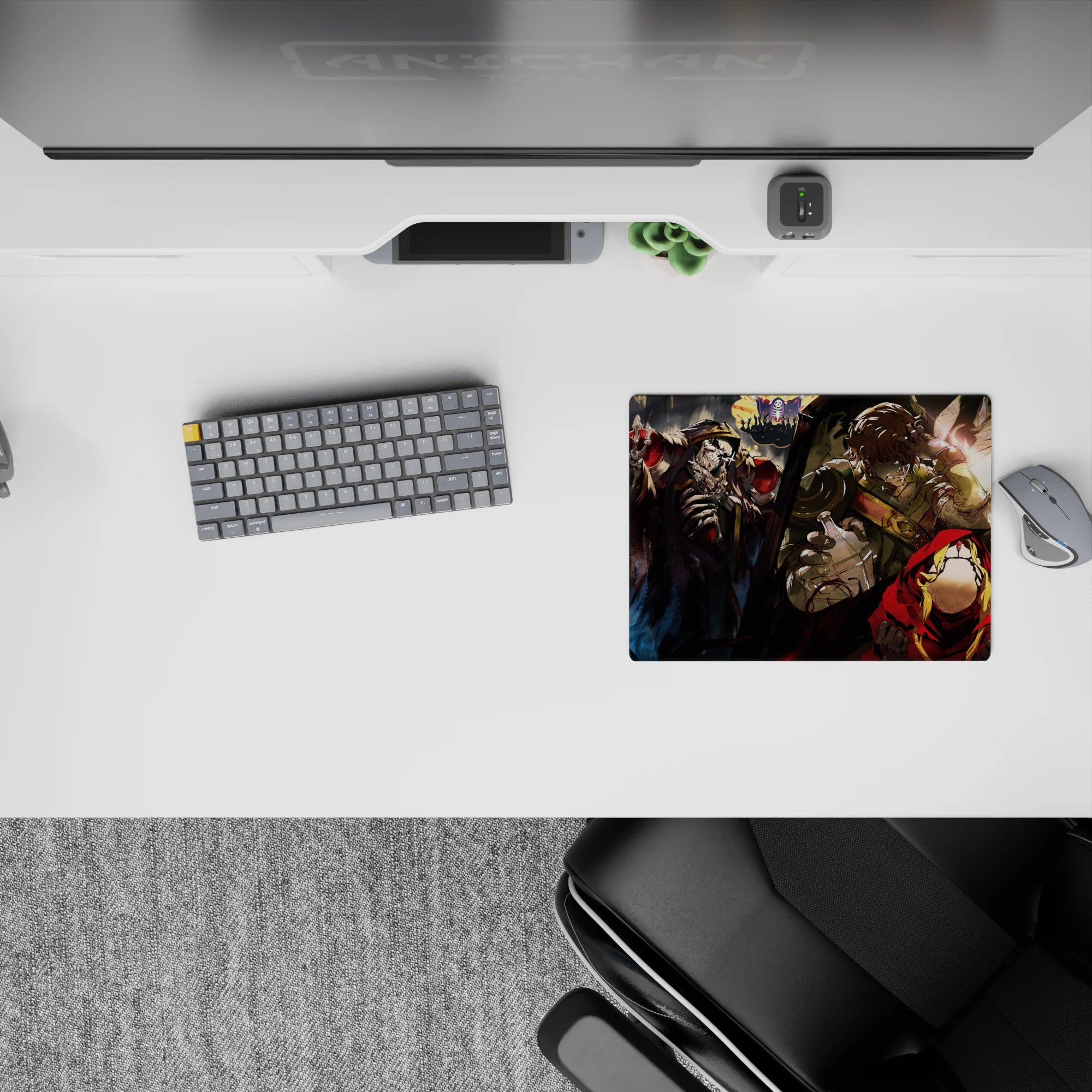 Anime mouse pad 14x10 inches featuring Ainz Ooal Gown from Overlord with adventurers in a dramatic, emotional scene.