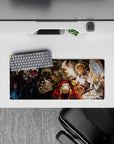 Ainz Ooal Gown and adventurers from Overlord on 28x12 inch mouse pad, capturing tension and drama with vivid contrasts.